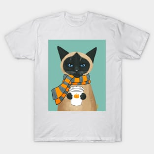 Autumn Siamese Coffee Cat T-Shirt